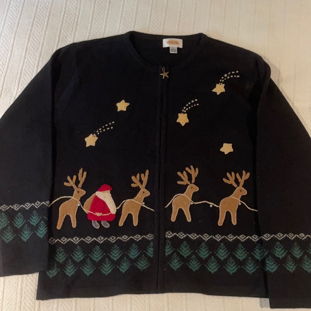 Talbots Holiday Jingling Zip-up Sweater